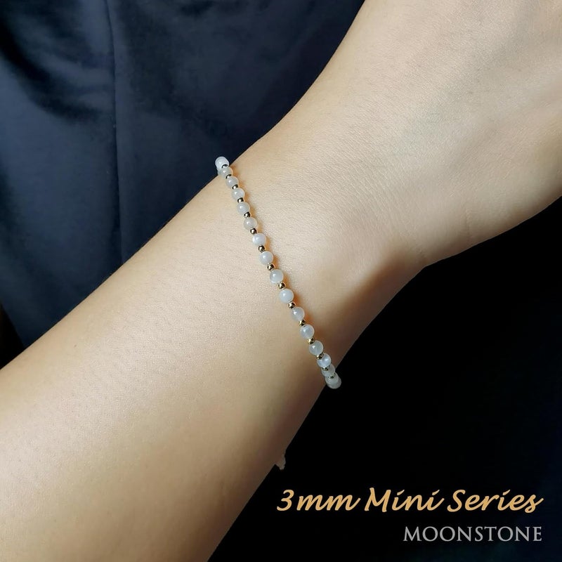 Morchic 3mm Tiny Beads Natural Gemstone Bracelet for Women, Adjustable 7.1" Energy Gem Charm Jewelry, Dainty Handmade Birthday Gift - Image 4